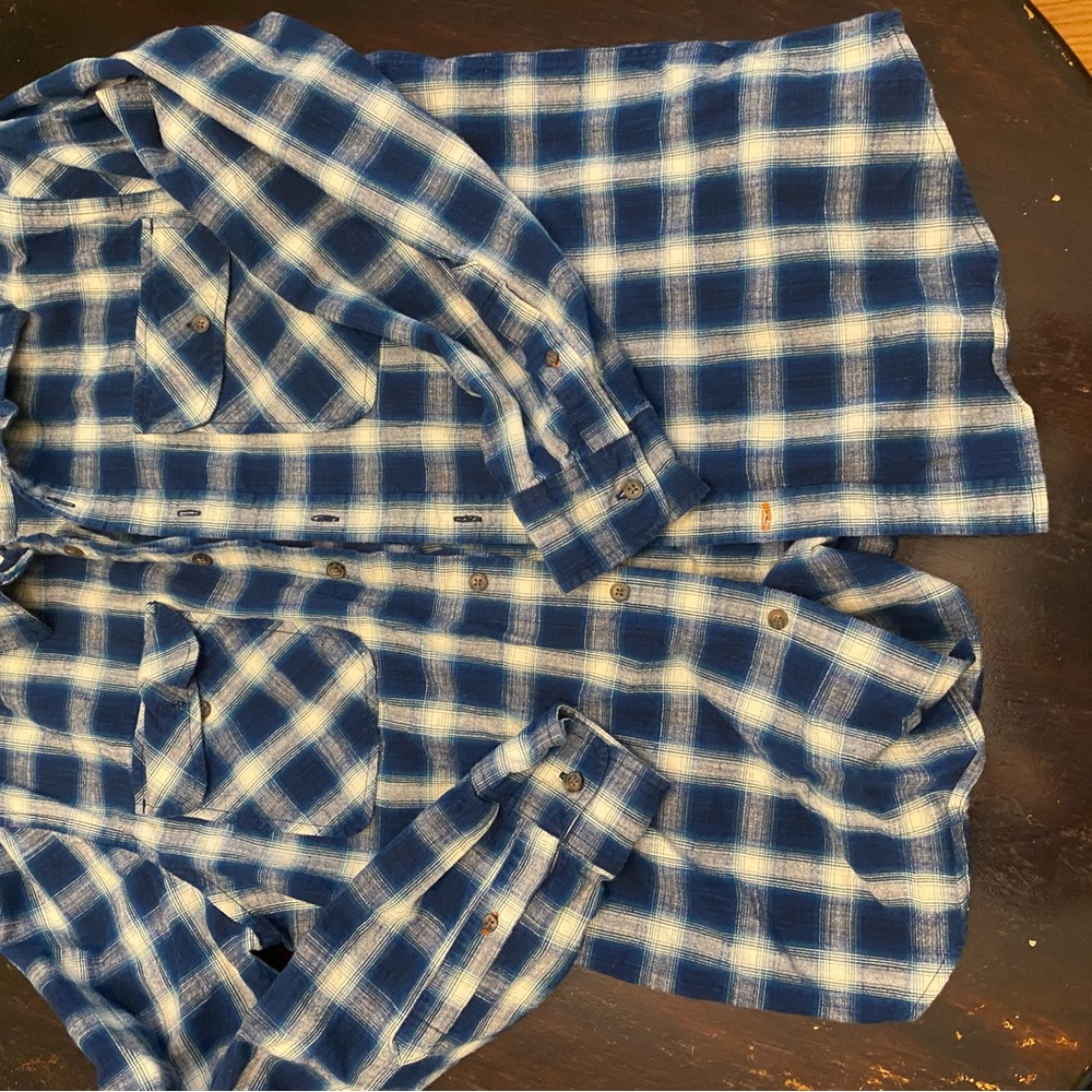 St. John's Bay Navy and White Checkered Shirt